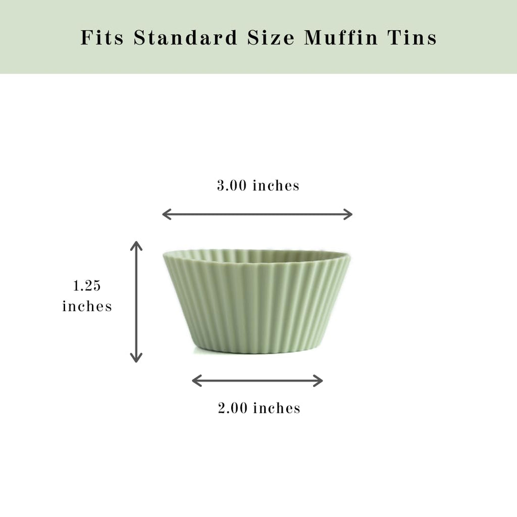 Reusable Silicone Baking Cup Silicone Muffin Liners for Cupcakes, BPA Free, Regular, 12 Pack, White Blue Green
