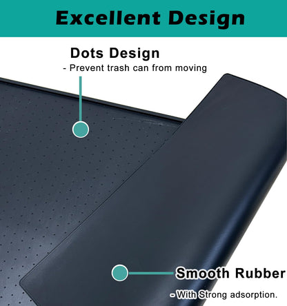 Trash Can Mat, Waterproof Raised Edge Silicone Under Garbage Can Mat, 11.8" X18.9" Non-Slip Trash Can Pad for Kitchen Office Bedroom Reduce Floor Carpet Wall Scratches, Black