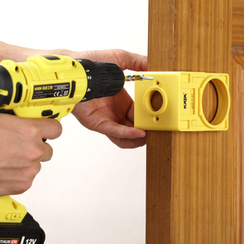 1-3/8" - 1-3/4" Door Lock Installation Kit for Wooden Doors with Guide Template, Door Lock Hole Saw, Carbon Steel