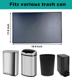 Trash Can Mat, Waterproof Raised Edge Silicone Under Garbage Can Mat, 11.8" X18.9" Non-Slip Trash Can Pad for Kitchen Office Bedroom Reduce Floor Carpet Wall Scratches, Black