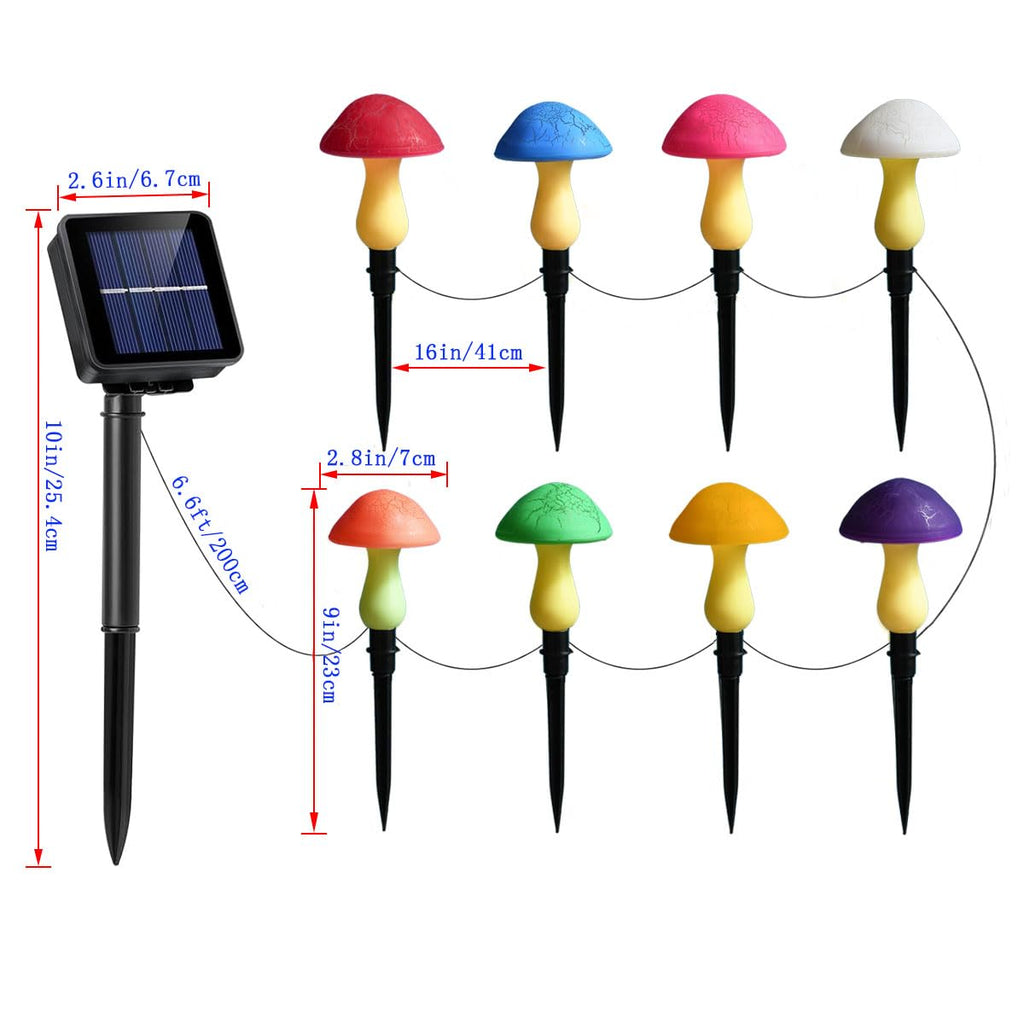 Solar Garden Decor Lights 8 Crack Mushrooms Outdoor Decor Stake Lights, Waterproof Solar Pathway Light Gardening Gifts for Garden Gnomes Backyard Flower Bed Christmas Decorations