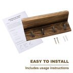 Rustic Key Holder for Wall, Farmhouse Wall Shelf with 4 Hooks, Wall Mounted Key Racks, Wooden Mail Organizer with Hooks for Entryway (Brown)