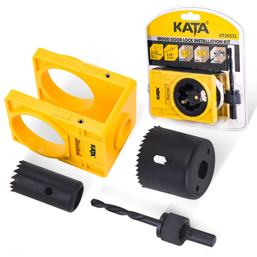 1-3/8" - 1-3/4" Door Lock Installation Kit for Wooden Doors with Guide Template, Door Lock Hole Saw, Carbon Steel
