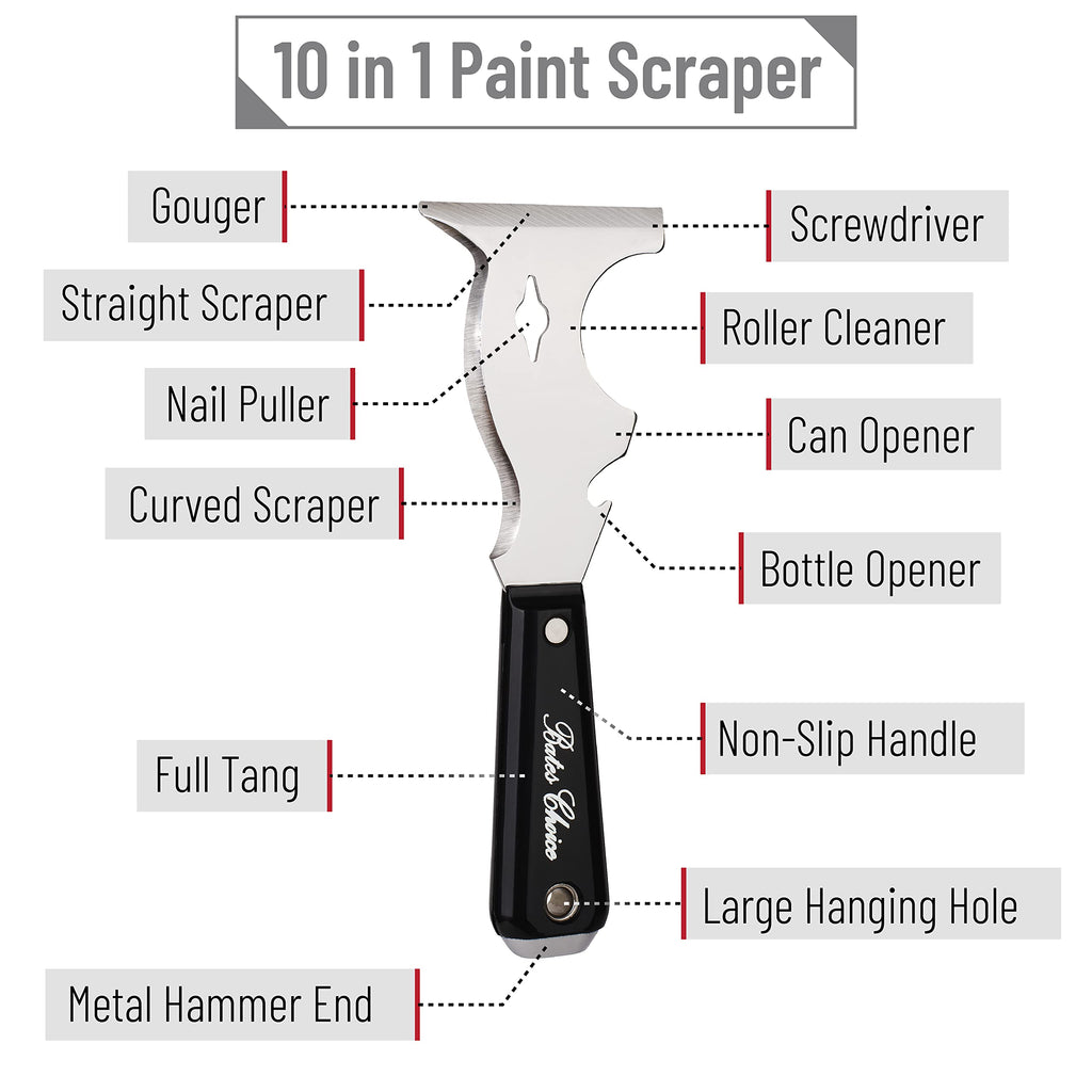 Paint Scraper, 10 in 1 Painters Tool, Scraper for Wood