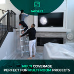 6 Pack 12x9 ft Extra Large Plastic Drop Cloth for Painting, Furniture Covers, Painters Plastic Cover, Clear Paint Tarp, Floor Protector, Disposable Paint Drop Cloth, 55% Recycled