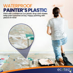 6 Pack 12 x 9 ft Extra Large Plastic Drop Cloth for Painting - Light & Durable Tarp Cover for Furniture - Plastic Clear Tarp Waterproof - Paint Floor Covering - Painters Drop Cloth Sheeting
