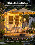 Globe String Lights, 33 Feet 100 Led Fairy Lights Plug in, 8 Modes with Remote Mini Globe Lights for Indoor Outdoor Bedroom Party Wedding Garden Christmas Tree Decor, Warm White