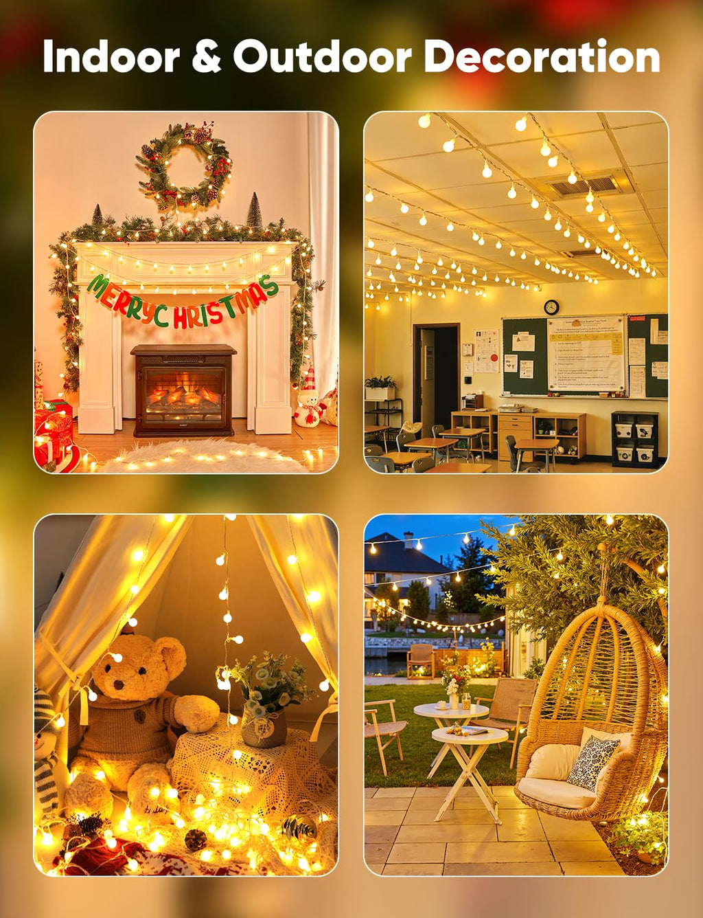 Globe String Lights, 33 Feet 100 Led Fairy Lights Plug in, 8 Modes with Remote Mini Globe Lights for Indoor Outdoor Bedroom Party Wedding Garden Christmas Tree Decor, Warm White